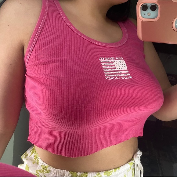 Polo Ralph Lauren Washed out pink / red cropped tank top - Picture 1 of 6